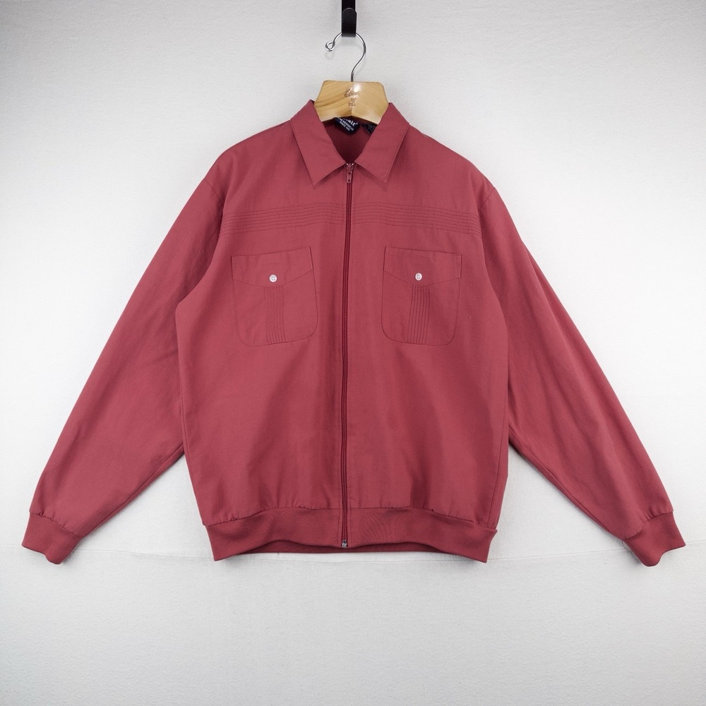 70's Vtg John Blair Men's Large Dusty Red Full Zip Bomber Over-shirt Jacket